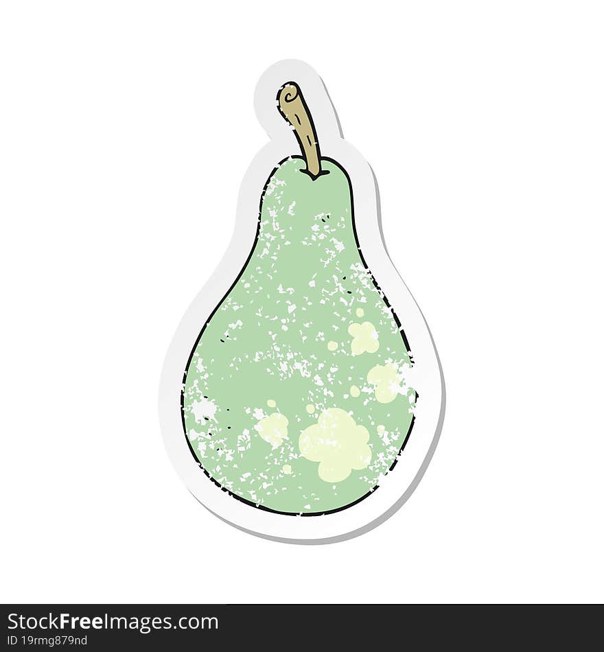 retro distressed sticker of a cartoon pear