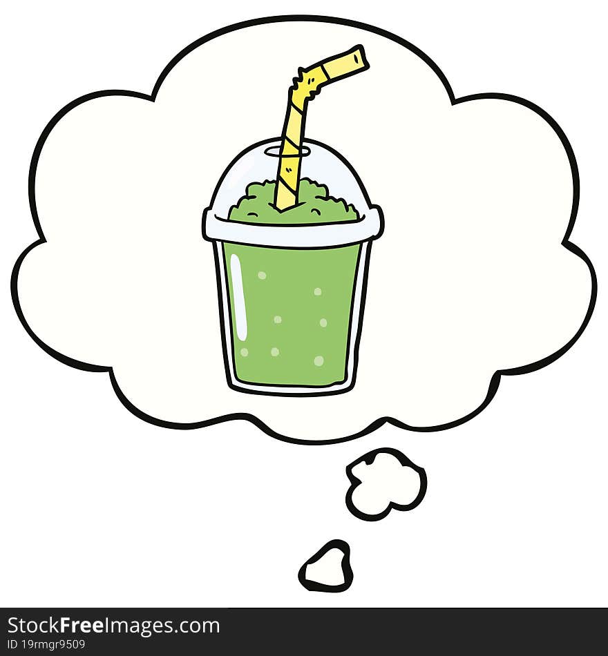 cartoon iced smoothie and thought bubble