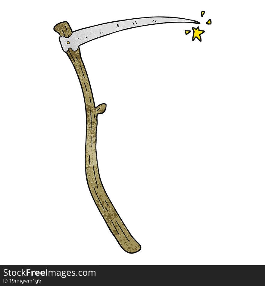 freehand textured cartoon sharp scythe