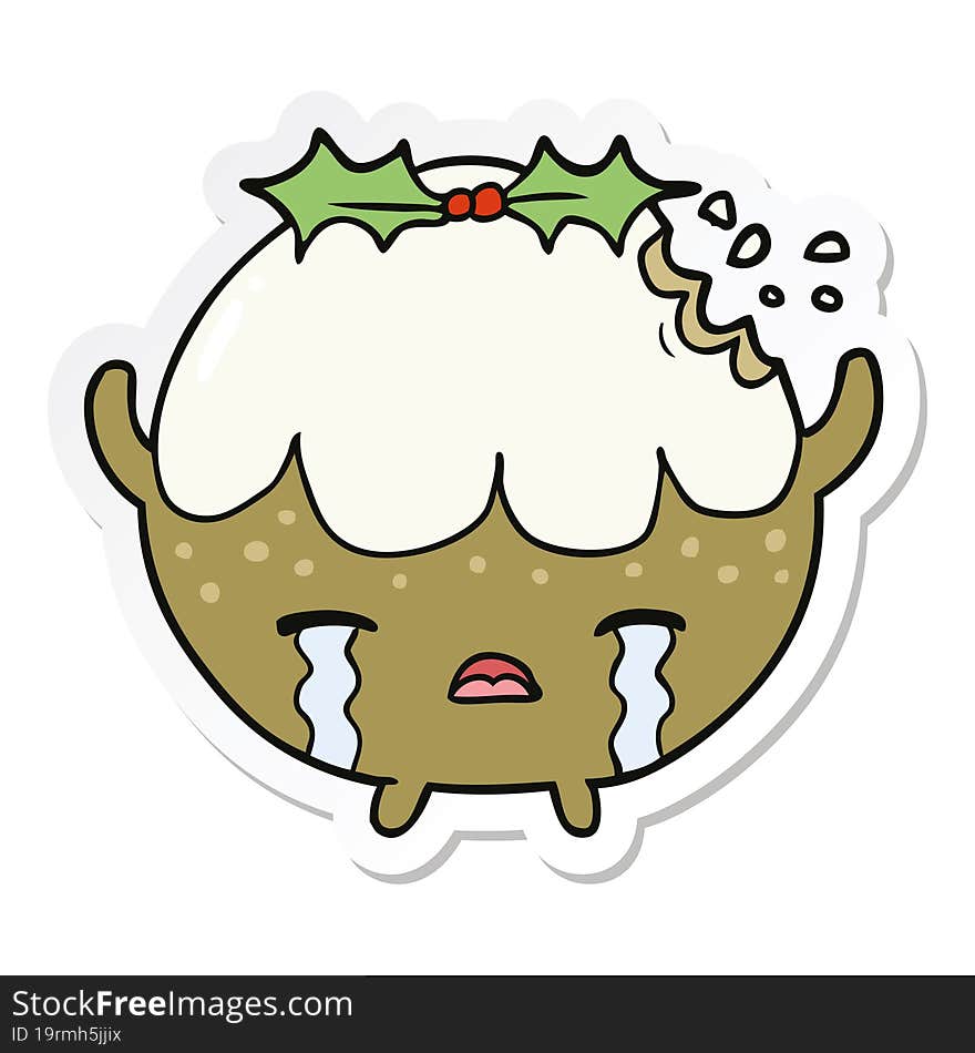 sticker of a cartoon chrstmas pudding