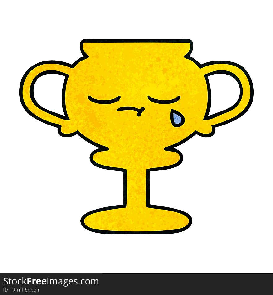 retro grunge texture cartoon of a trophy