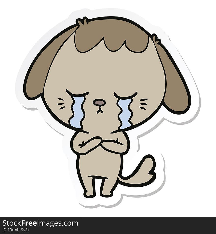 sticker of a cartoon crying dog