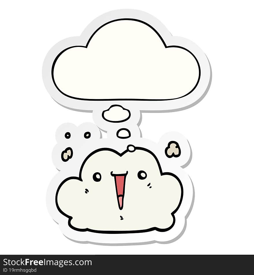 cute cartoon cloud and thought bubble as a printed sticker