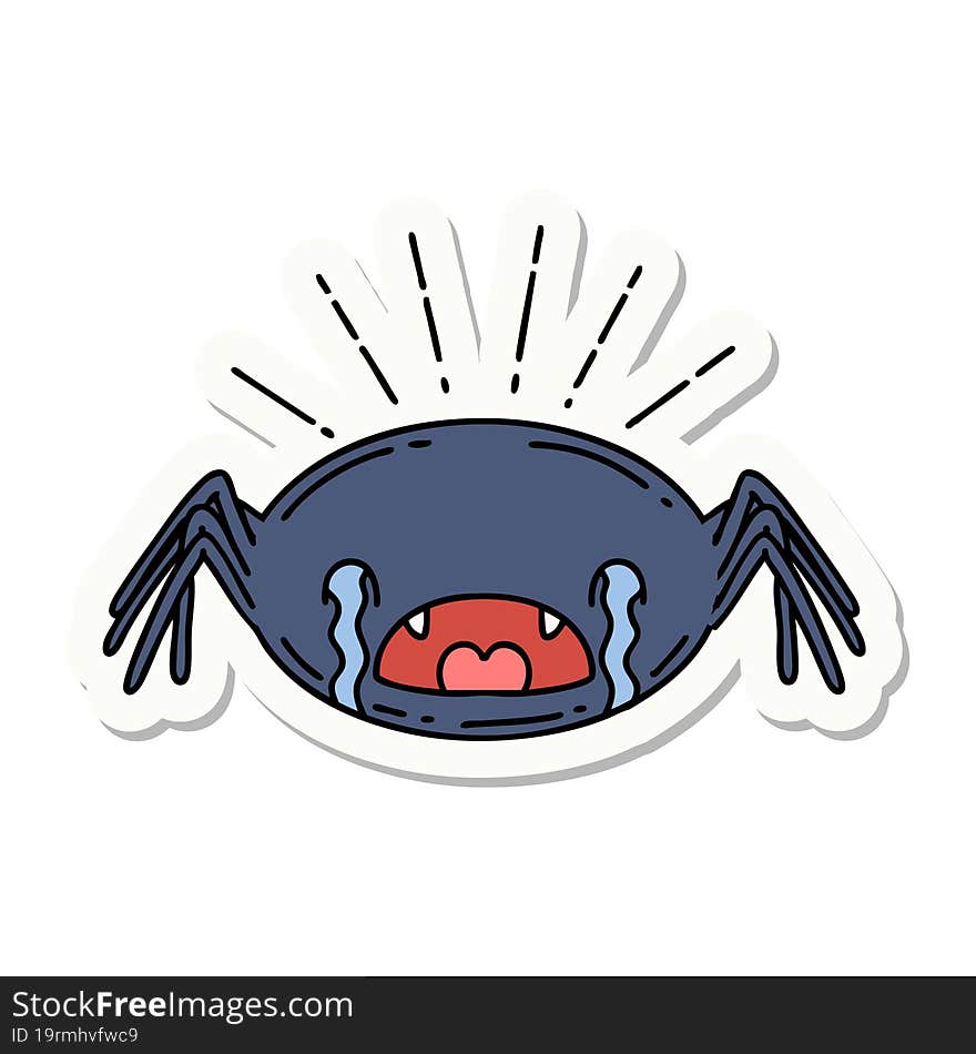 sticker of a tattoo style crying spider