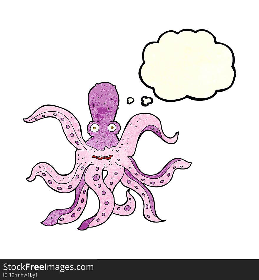 Cartoon Giant Octopus With Thought Bubble