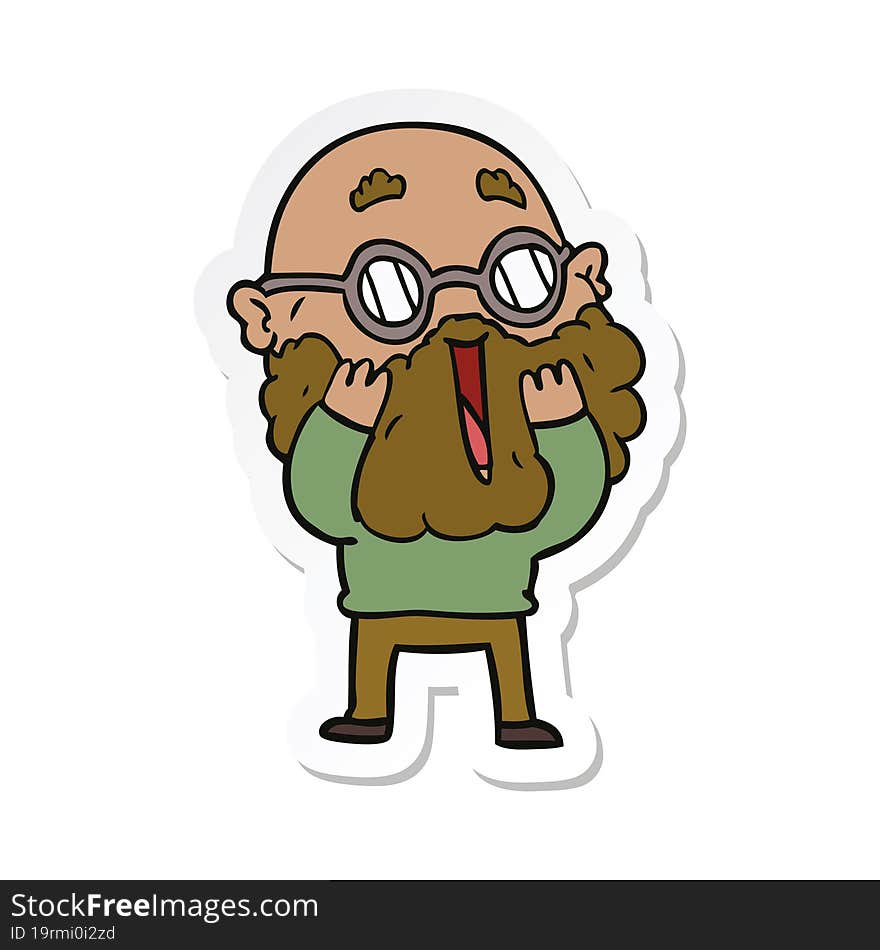 sticker of a cartoon amazed man with beard