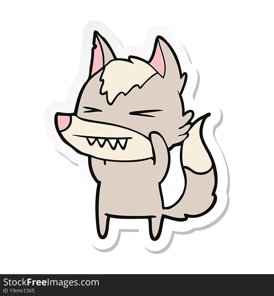 Sticker Of A Angry Wolf Cartoon