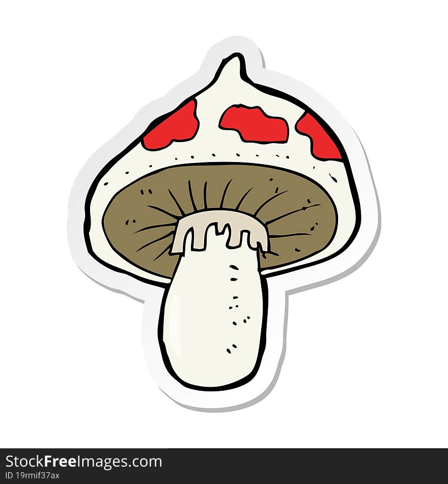 sticker of a cartoon toadstool