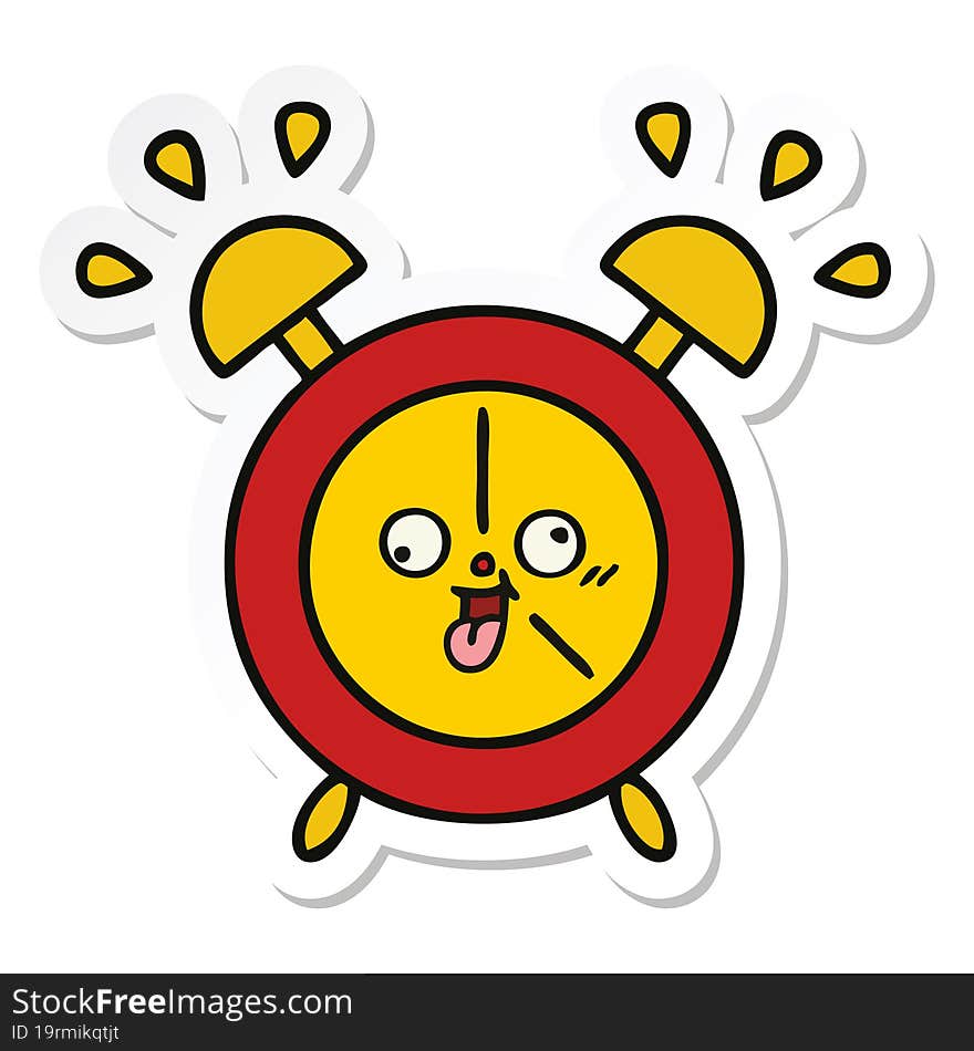 sticker of a cute cartoon alarm clock