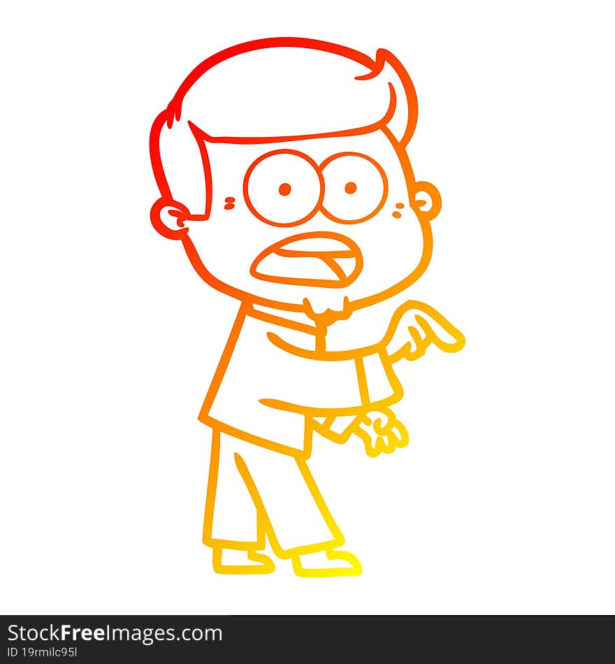 warm gradient line drawing cartoon shocked man