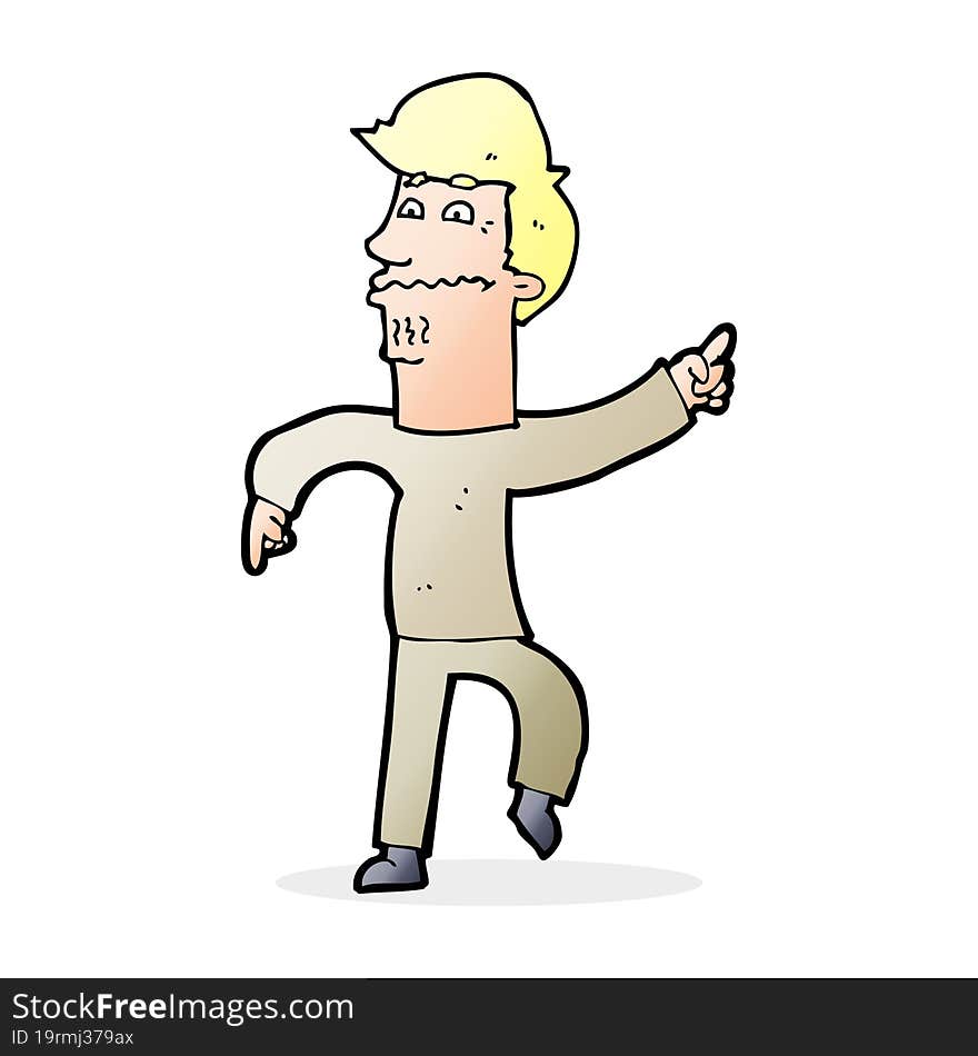 cartoon worried man pointing