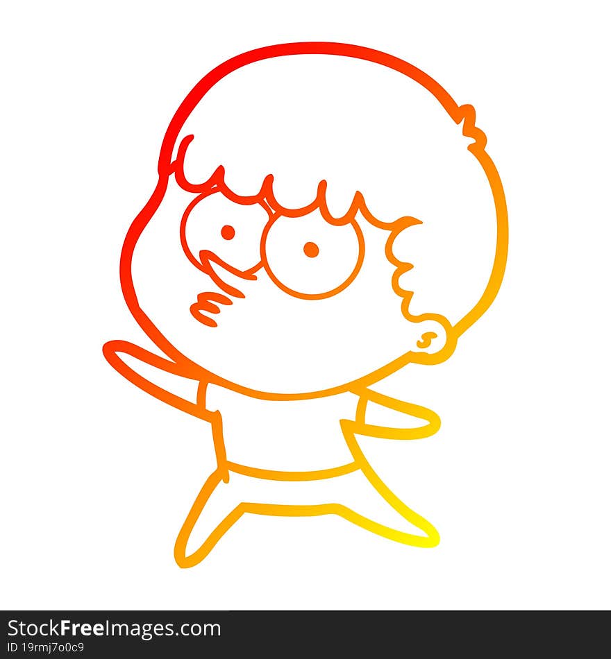 warm gradient line drawing cartoon dancing boy