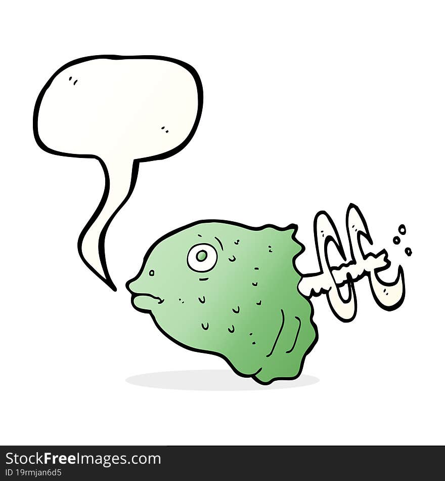 Cartoon Fish Head With Speech Bubble