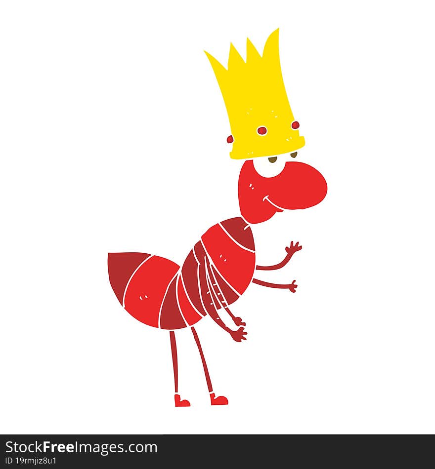 flat color illustration of a cartoon ant queen