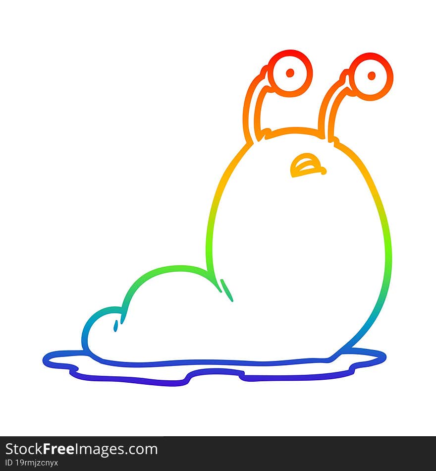 rainbow gradient line drawing cartoon slug