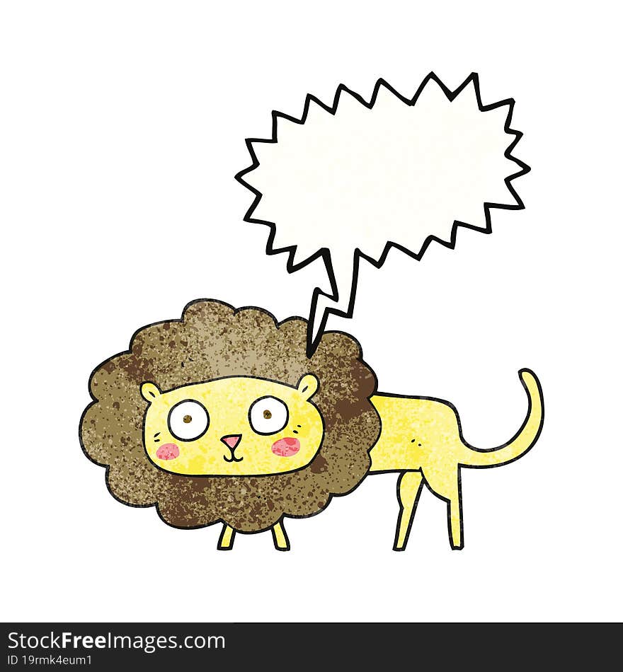 speech bubble textured cartoon lion