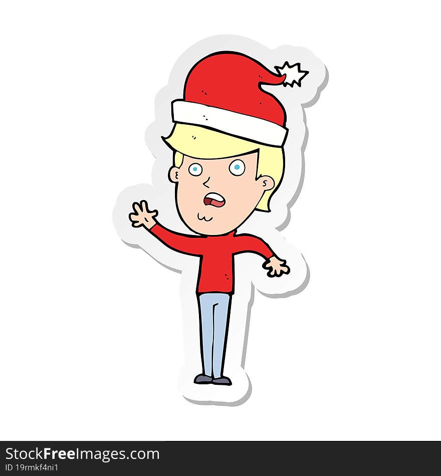 sticker of a cartoon man ready for christmas