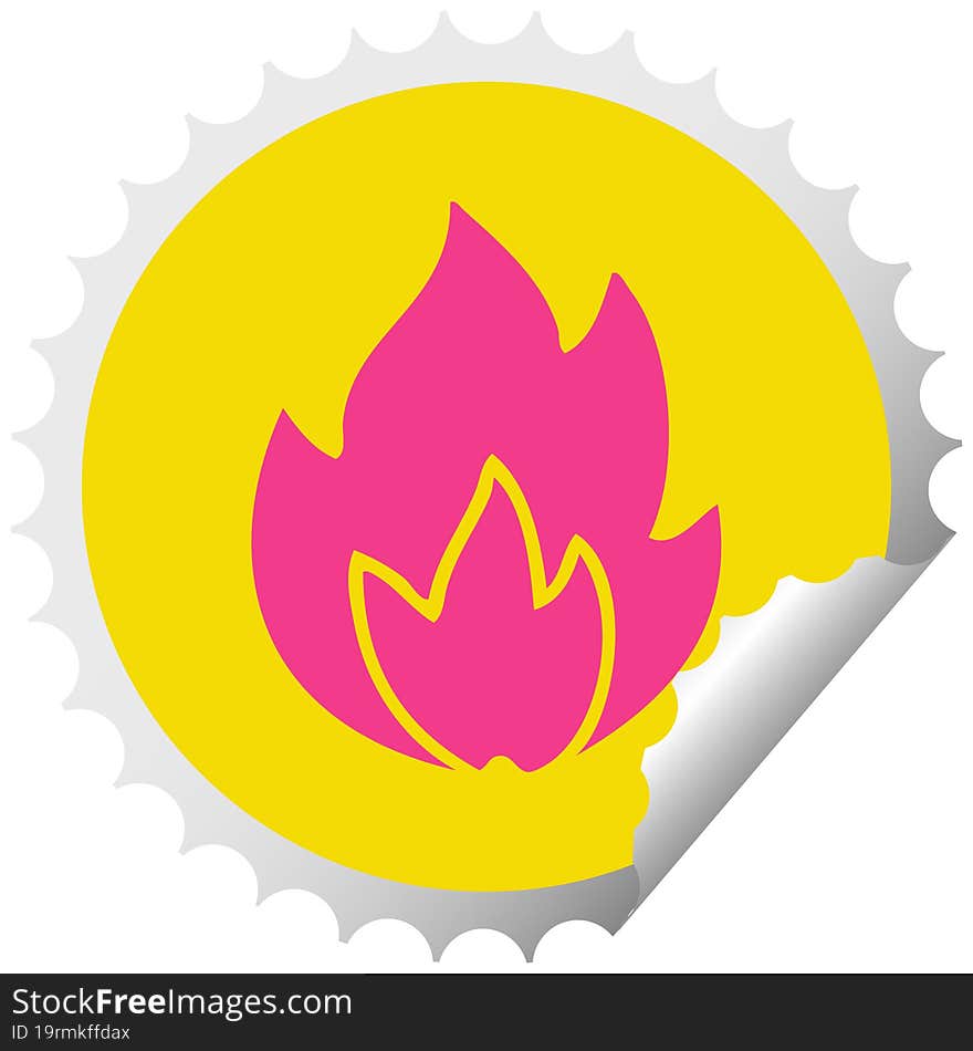 circular peeling sticker cartoon fire