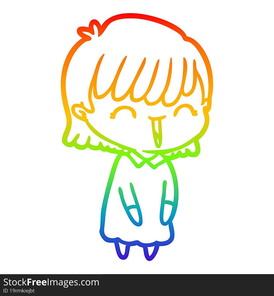 rainbow gradient line drawing of a cartoon woman