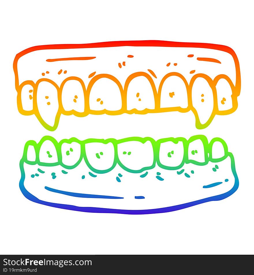 rainbow gradient line drawing cartoon vampire teeth