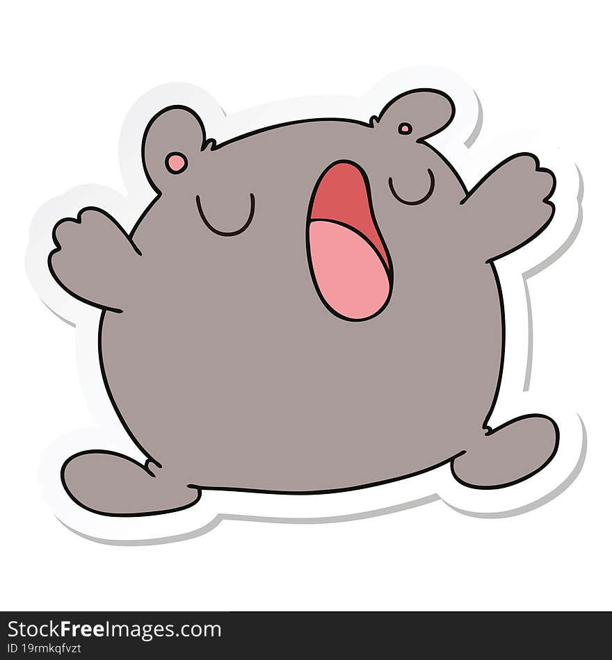 sticker of a quirky hand drawn cartoon singing bear