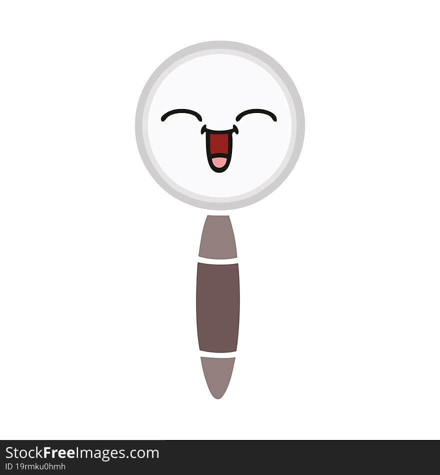 flat color retro cartoon of a magnifying glass