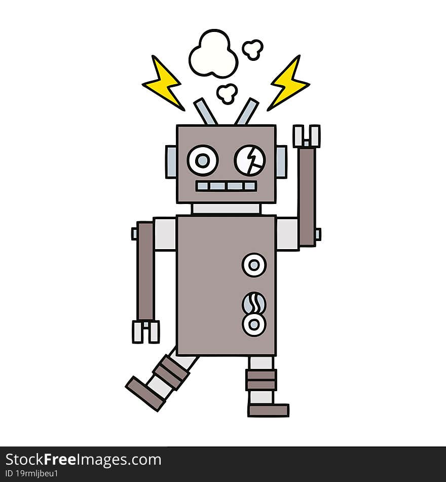 Cute Cartoon Malfunctioning Robot