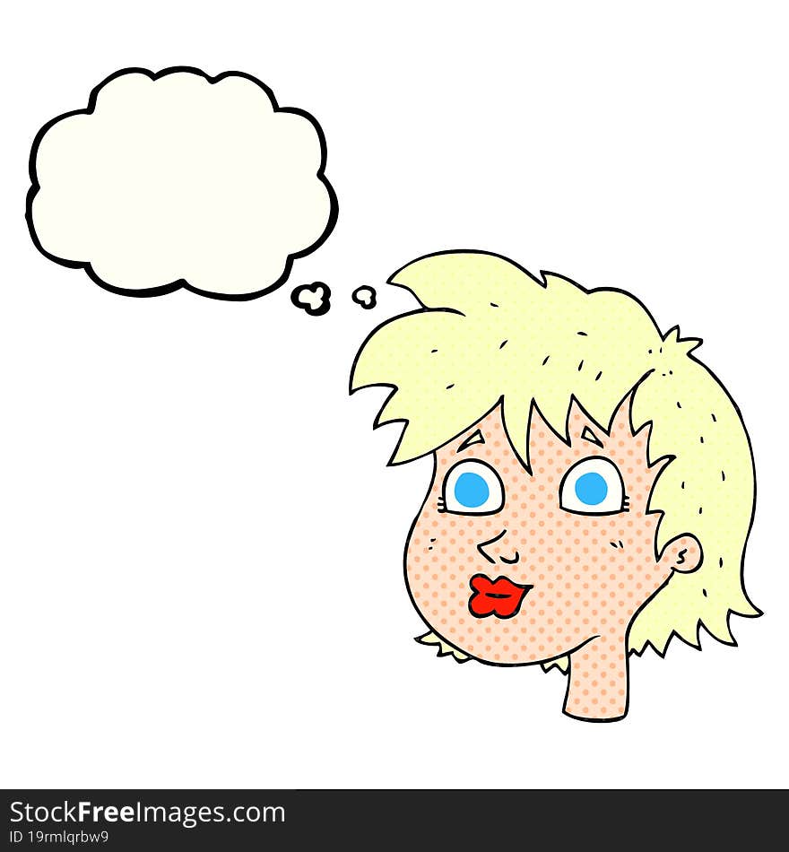 Thought Bubble Cartoon Female Face