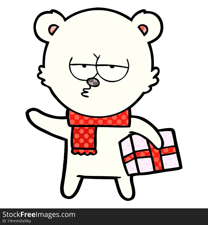 christmas polar bear cartoon. christmas polar bear cartoon