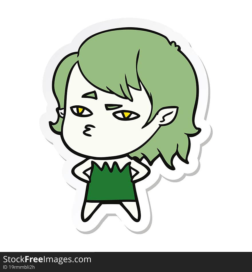 sticker of a cartoon vampire girl