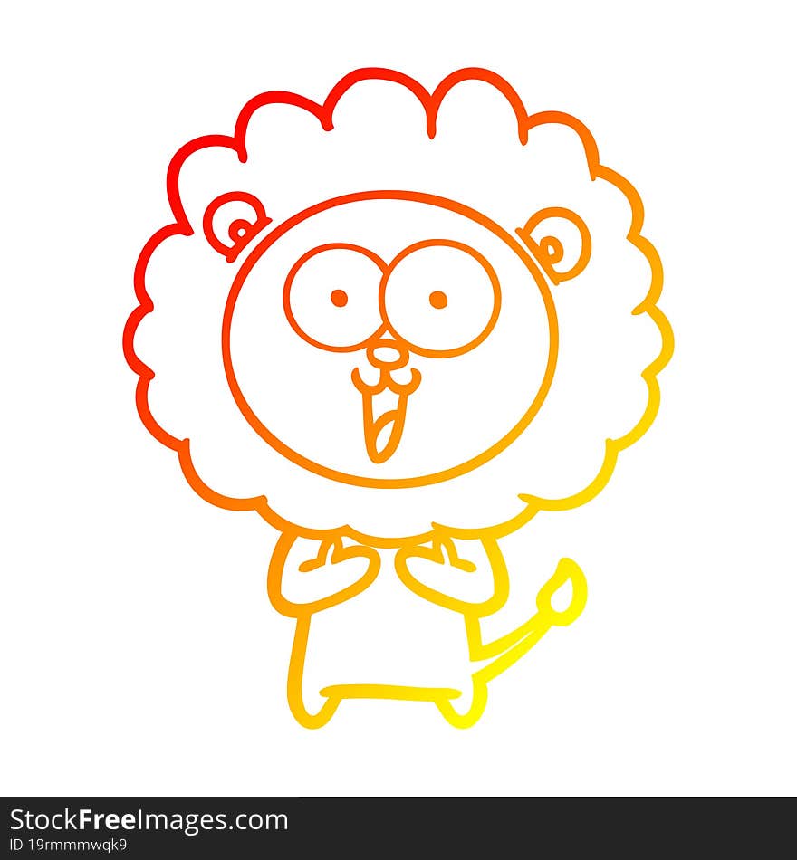 warm gradient line drawing happy cartoon lion