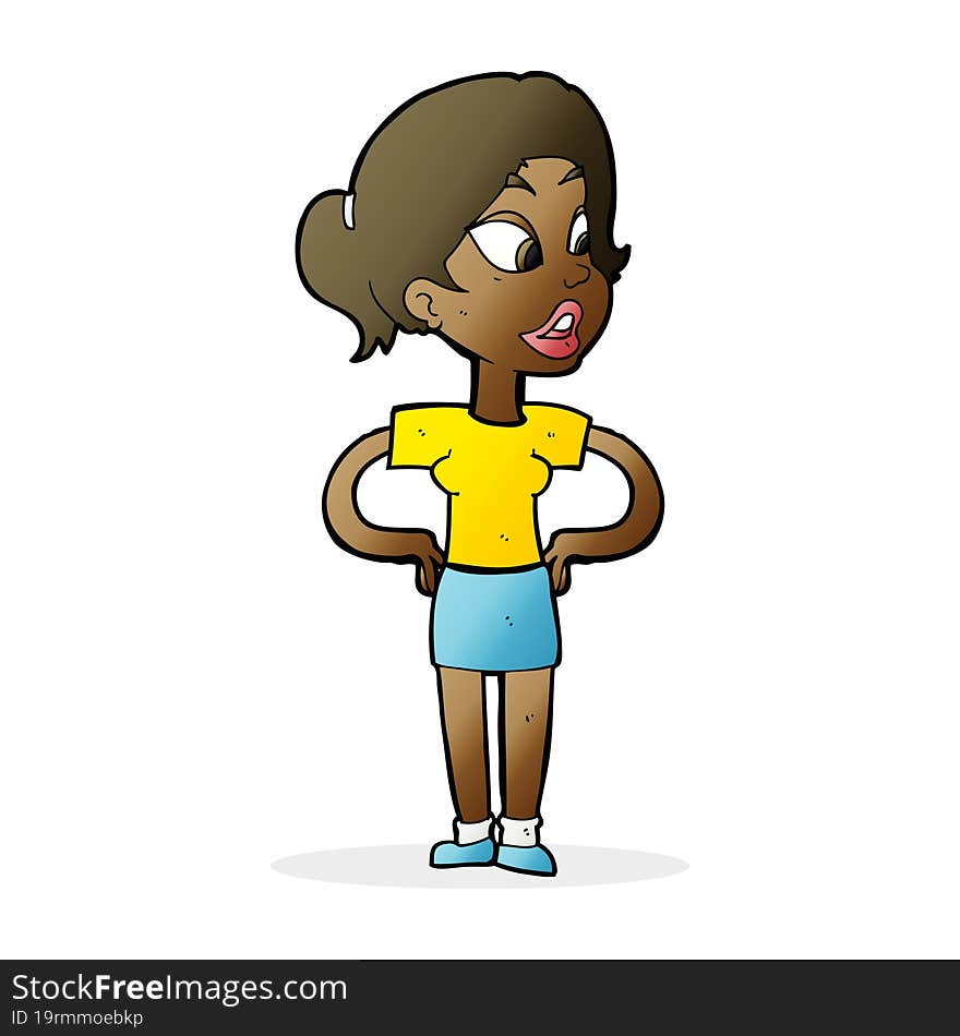 cartoon woman with hands on hips