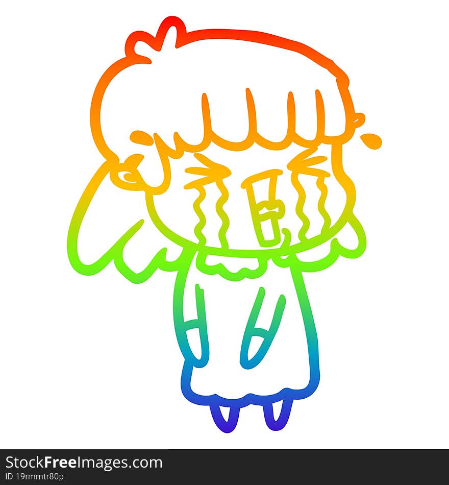 rainbow gradient line drawing of a cartoon woman