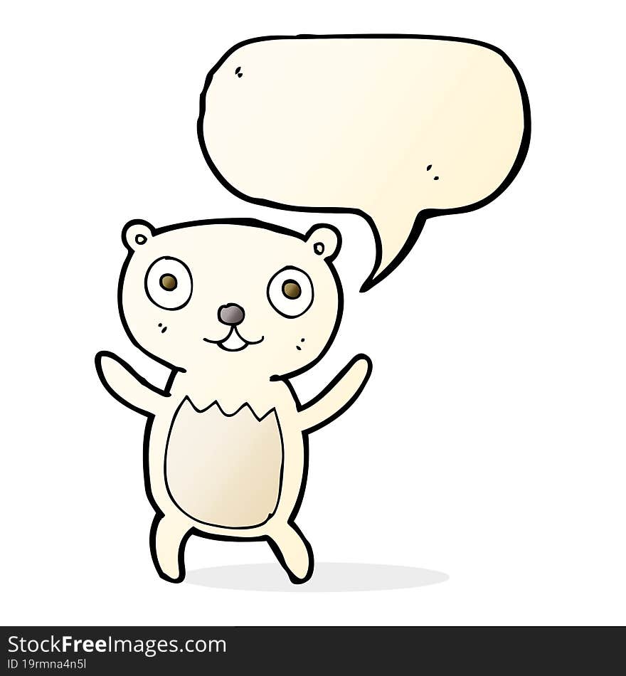 cartoon polar bear cub with speech bubble