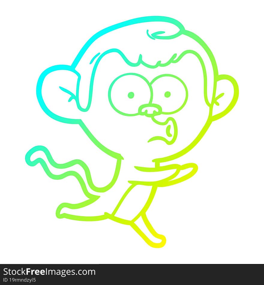 Cold Gradient Line Drawing Cartoon Hooting Monkey