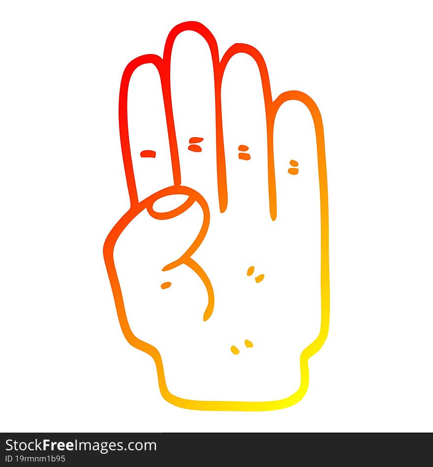 warm gradient line drawing of a cartoon hand