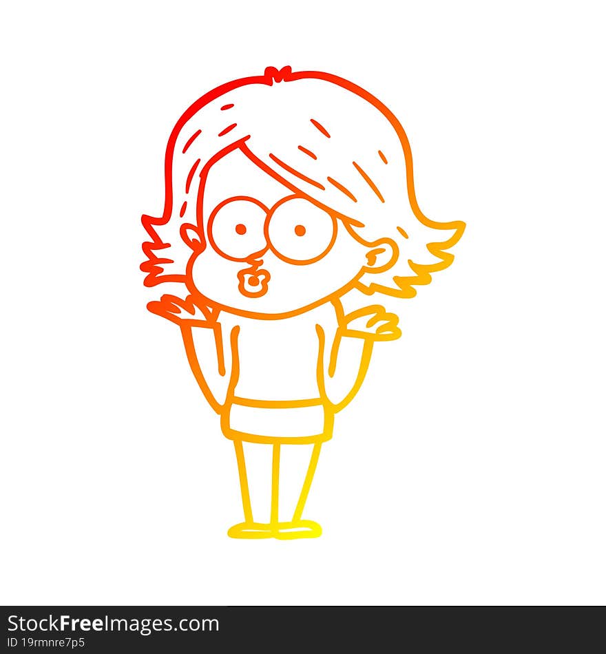 warm gradient line drawing cartoon girl pouting