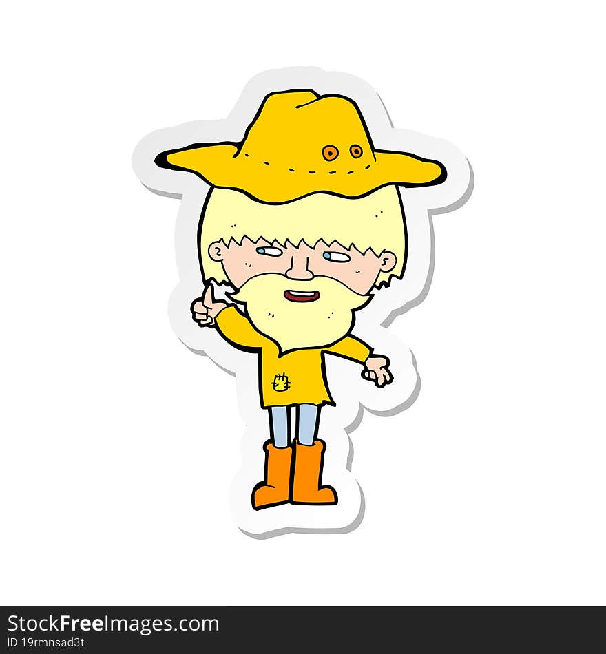 sticker of a cartoon man wearing hat