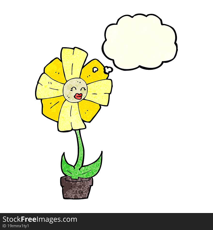 cartoon flower with thought bubble