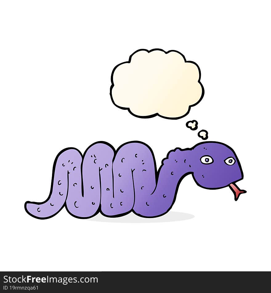 funny cartoon snake with thought bubble