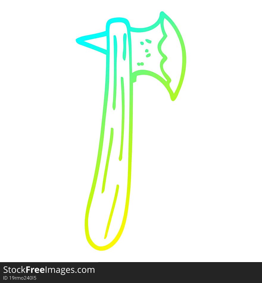 Cold Gradient Line Drawing Cartoon Axe