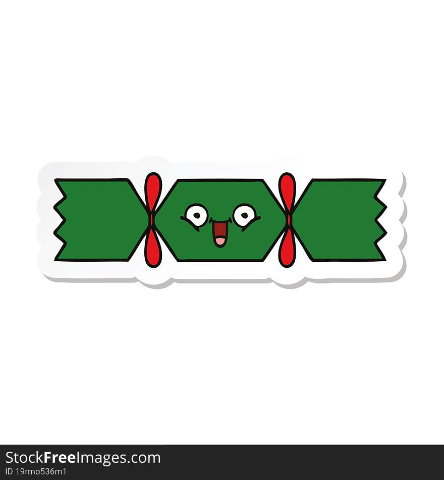 sticker of a cute cartoon christmas cracker