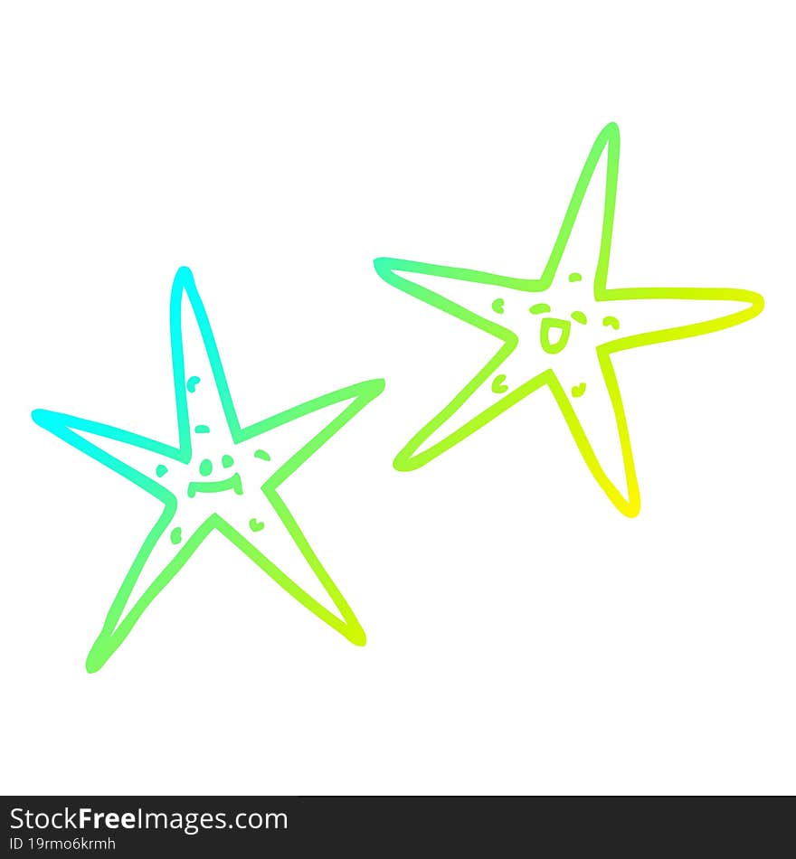 cold gradient line drawing cartoon star fish