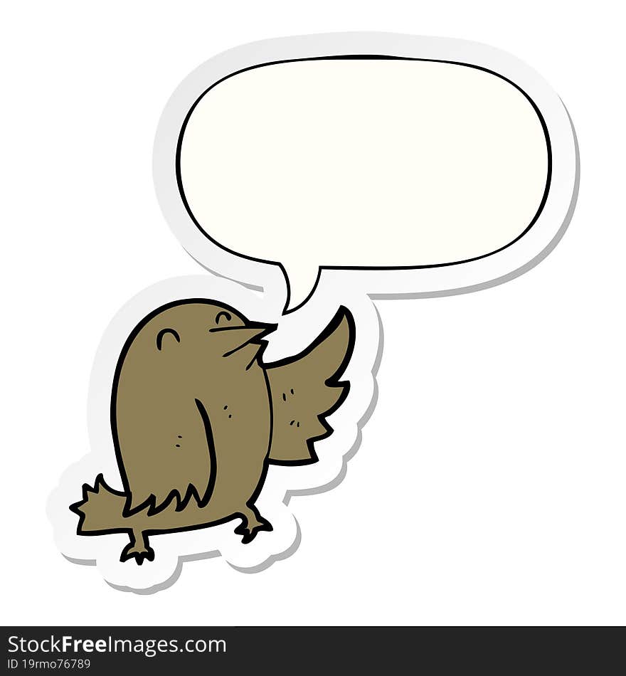 Cartoon Bird And Speech Bubble Sticker