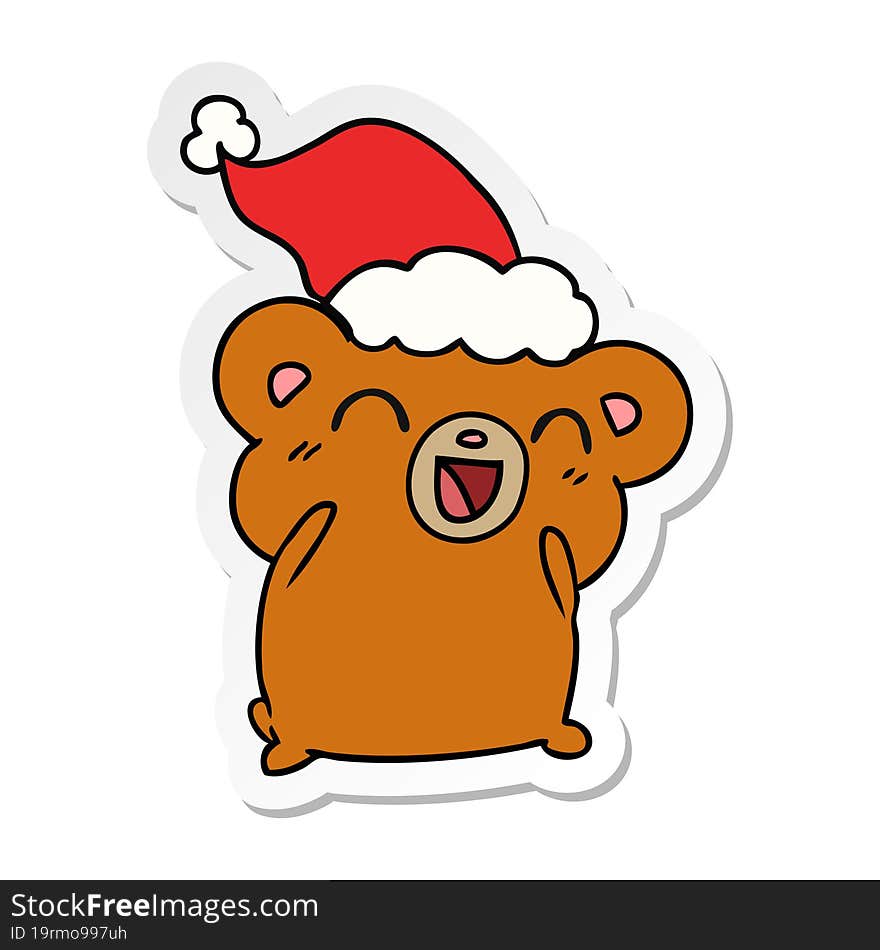 christmas sticker cartoon of kawaii bear