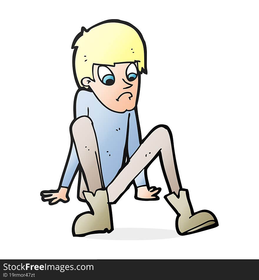 cartoon boy sitting on floor