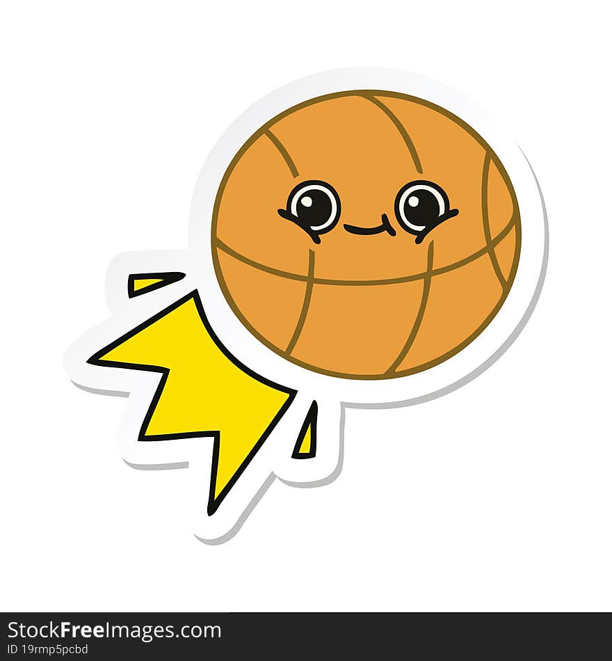 Sticker Of A Cute Cartoon Basketball