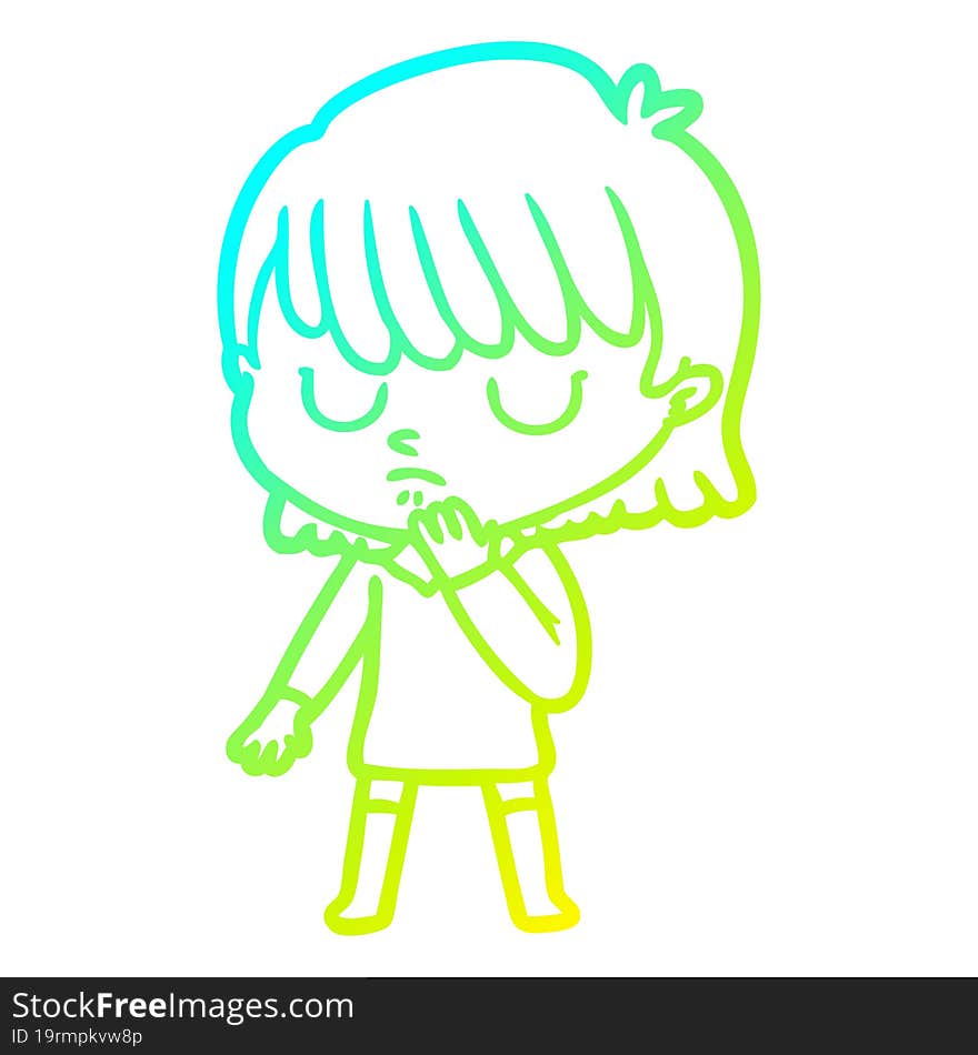 cold gradient line drawing of a cartoon woman