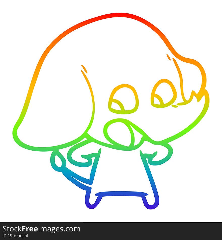 rainbow gradient line drawing cute cartoon elephant