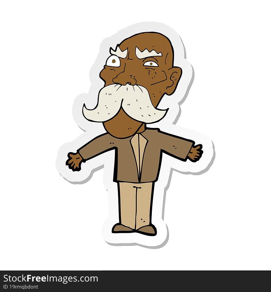 sticker of a cartoon angry old man